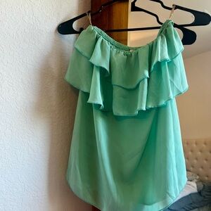 Mint Green Off-Shoulder Ruffle Top